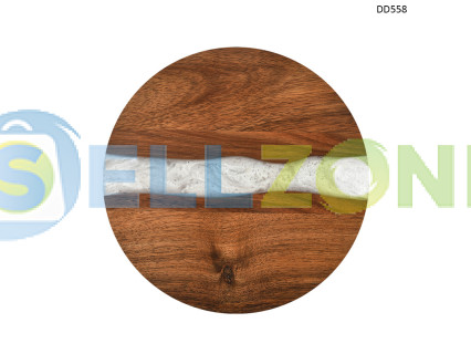 Στρογγυλή σανίδα κουζίνας με εποξειδική ρητίνη "Μάρμαρο" από ξύλο ακακίας – DD558